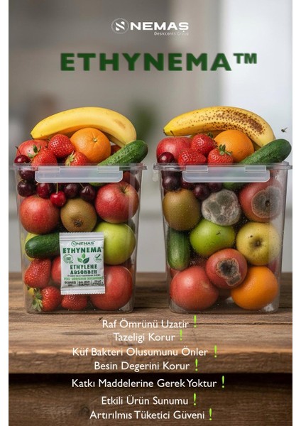 5 Gr 500 Adet Etilen Gazı Emici Paket Meyve-Sebze ve Canlı Bitkiler İçin Uzun Süreli Tazelik 5gr (500 Adet) fırsatları