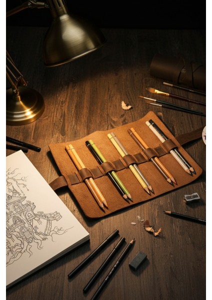 Kahverengi Hakiki Deri Rulo Kalemlik – Ayarlanabilir Kalem Bölümleri El Yapımı Kalem Çantası Organizer modelleri