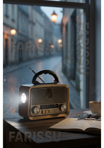 301 Eskitme Nostalji Tasarımlı Bluetoothlu Nostalji Radyo Fm-Sd Kart-Aux