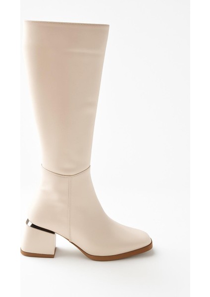 Kadın Topuk Detaylı Yandan Fermuarlı Uzun Çizme fiyatları