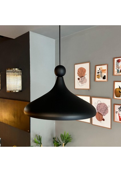 Champion Siyah Boncuk Başlık Tekli Avize Sarkıt Salon Mutfak Cafe Butik Lamba Aydınlatma Avizeler fırsatları