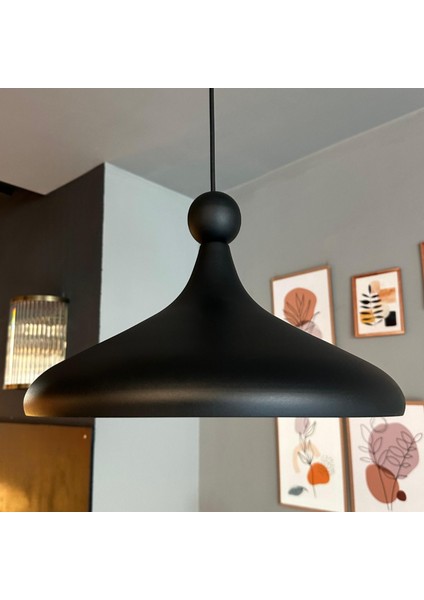 Champion Siyah Boncuk Başlık Tekli Avize Sarkıt Salon Mutfak Cafe Butik Lamba Aydınlatma Avizeler