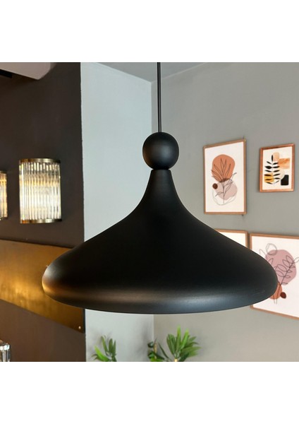 Champion Siyah Boncuk Başlık Tekli Avize Sarkıt Salon Mutfak Cafe Butik Lamba Aydınlatma Avizeler