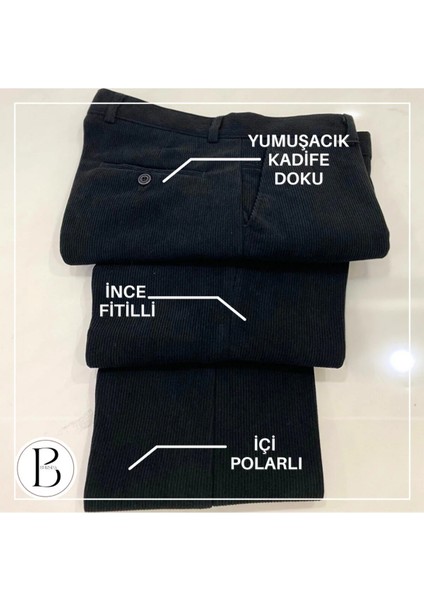 Rahat Kesim Kışlık Içi Polarlı Siyah Erkek Baba Kadife Pantolon fırsatları