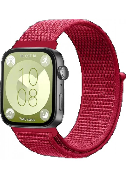 Huawei Fit 4 Hasırlı Cırtcırtlı Kordon - Kırmızı