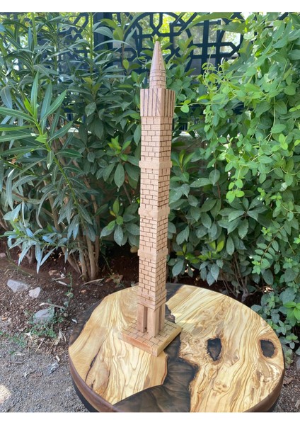 El Yapımı Ahşap Diyarbakır Dört Ayaklı Minare - Ahşap Görünüm - Yükseklik 53 cm