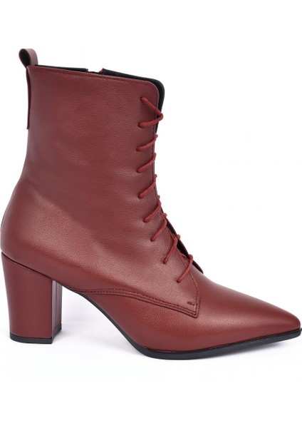 Kadın Topuklu Bot Sivri Burun Bağcıklı Yandan Fermuarlı Kalın Ökçe modelleri