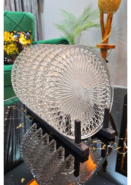 6 Lı Cam Kek Pasta Tabağı Seti | 21 cm Cam Pasta Sunum Tabağı - Şeffaf fiyatları