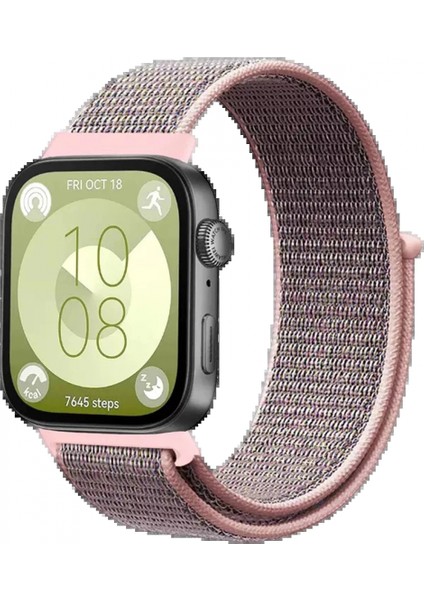 Huawei Fit 4 Hasırlı Cırtcırtlı Kordon - Pembe