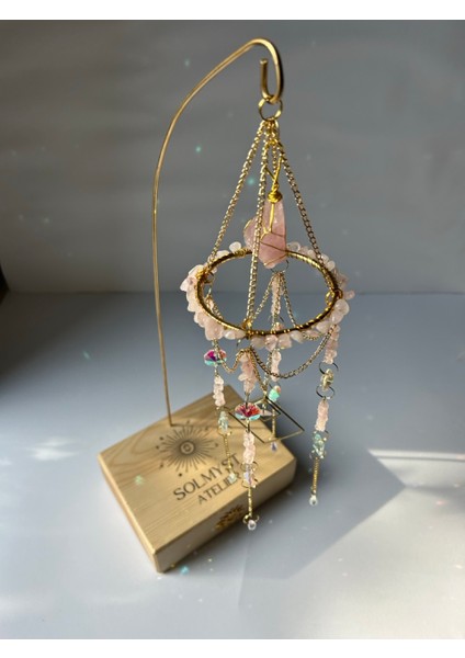 Masaüstü Serisi Pembe Kuvars Suncatcher - Güneş Tutucu - Güneş Yakalayıcı - El Yapımı