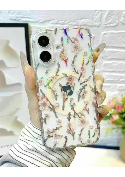 Iphone Uyumlu Sert Şeffaf Hologramlı Magsafe Destekli Kılıf