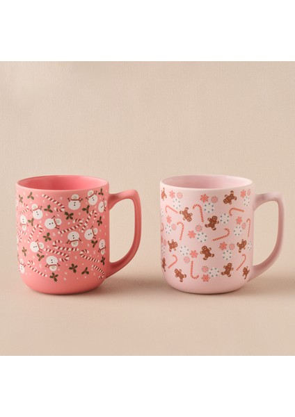 New Year Yılbaşı Gingerbread Soft Touch 2 Kişilik Kupa Seti 470 ml