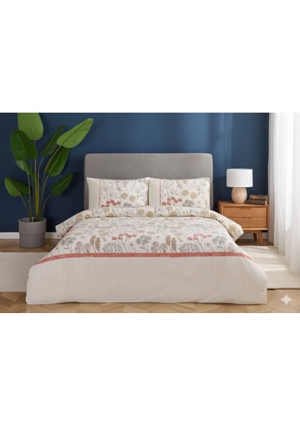 Soffione: %100 Pamuk Çift Kişilik Düğmeli Nevresim Takımı (200X220 Cm)