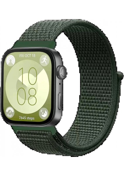 Huawei Fit 4 Hasırlı Cırtcırtlı Kordon - Koyu Yeşil