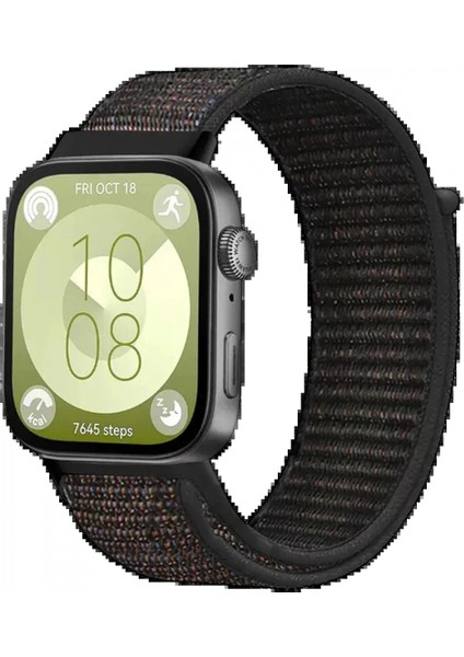 Huawei Fit 4 Hasırlı Cırtcırtlı Kordon - Siyah