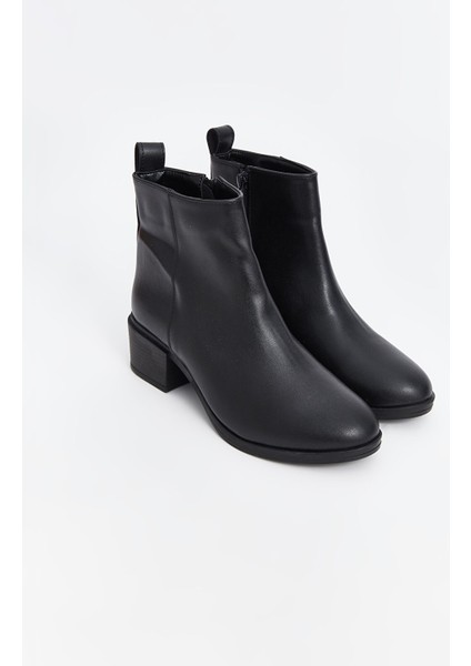 Yeni Sezon Deri Görünümlü Kadın Topuklu Bot