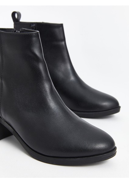 Yeni Sezon Deri Görünümlü Kadın Topuklu Bot modelleri