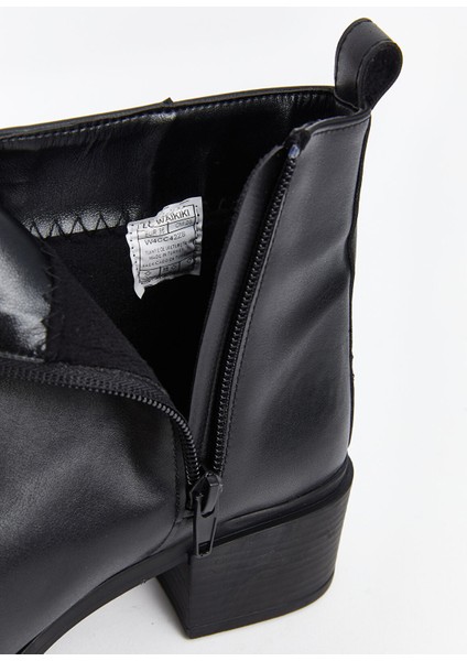 Yeni Sezon Deri Görünümlü Kadın Topuklu Bot indirimleri