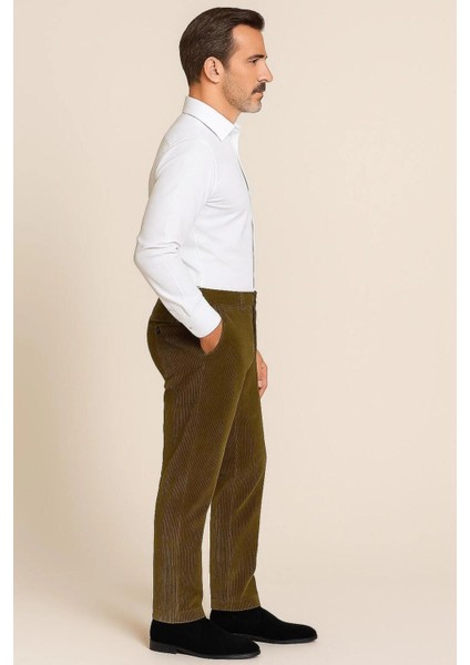Rahat Kesim Kışlık Içi Polarlı Açık Yeşil Erkek Kadife Pantolon fiyatları