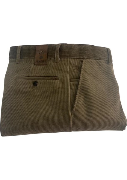 Rahat Kesim Kışlık Içi Polarlı Açık Yeşil Erkek Kadife Pantolon