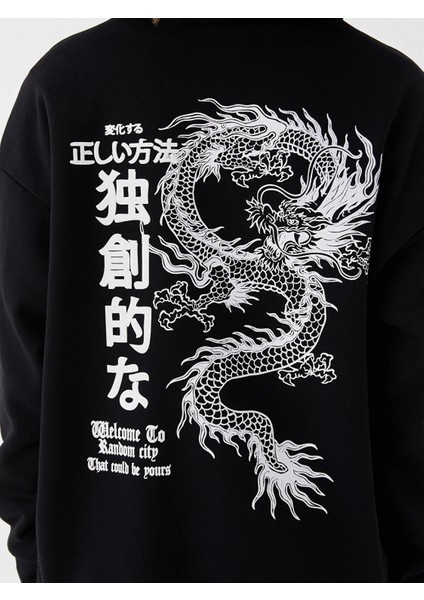 Xsıde Siyah Baskılı Oversize Kadın Kalın Hoodie fırsatları