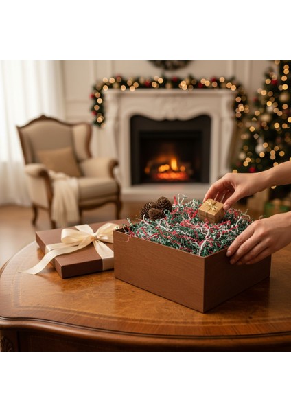 500 gr Zigzag Kırpık Kağıt , Kırpıntı Kağıt * Yılbaşı Mix Yeşil / Kırmızı / Beyaz