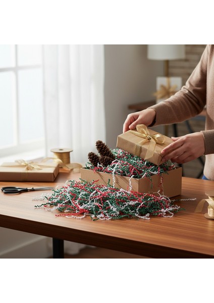 500 gr Zigzag Kırpık Kağıt , Kırpıntı Kağıt * Yılbaşı Mix Yeşil / Kırmızı / Beyaz modelleri