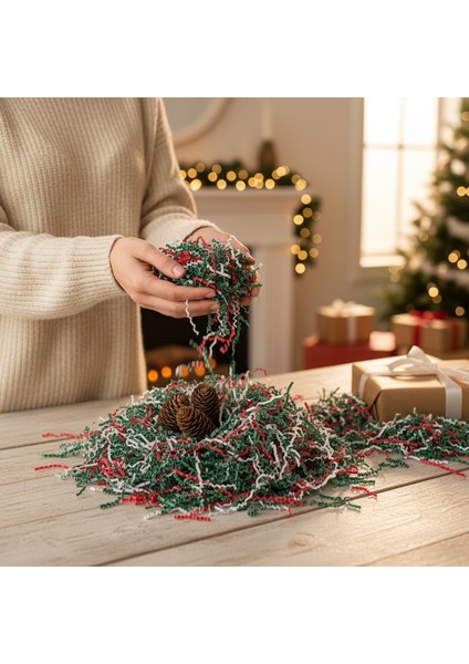 500 gr Zigzag Kırpık Kağıt , Kırpıntı Kağıt * Yılbaşı Mix Yeşil / Kırmızı / Beyaz indirimleri