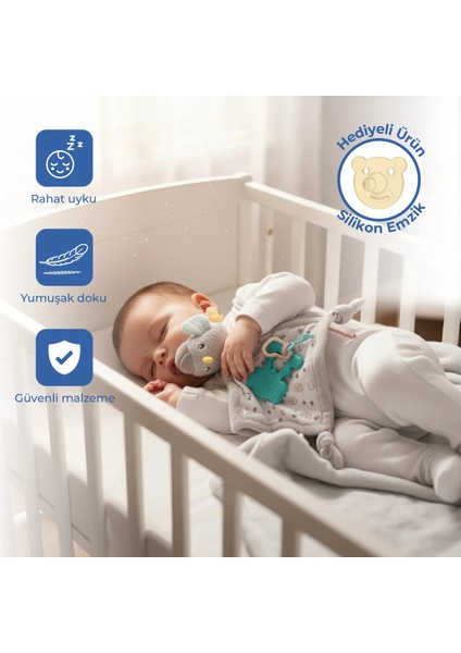 Babyjem 926 Birdy Diş Kaşıyıcılı + Silikon Emzik Hediyeli Uyku Arkadaşım Kahve