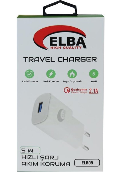 ELB09 5W 2.1A Hızlı Şarj Akıllı Koruma USB Ev Şarj Kafa modelleri