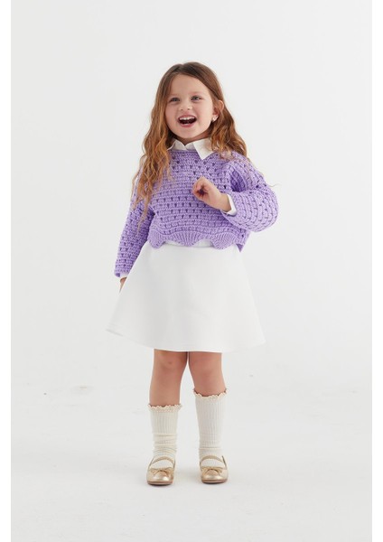 Çocuk Crop Triko Lila modelleri