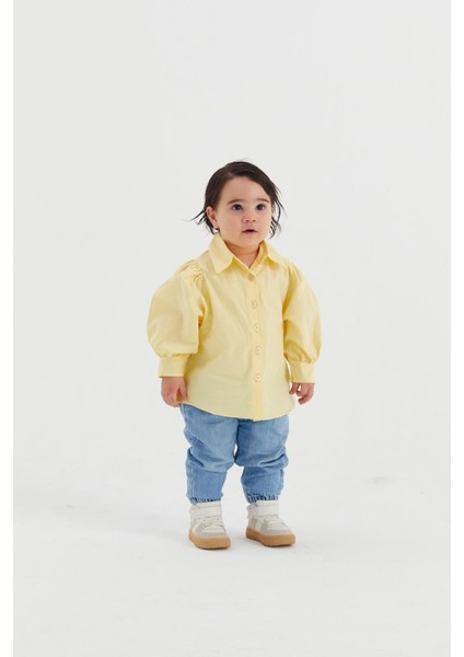 Balon Kol Çocuk Poplin Gömlek Limon Sarısı fiyatları