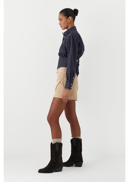 Korsaj Detaylı Çizgili Poplin Gömlek Laci fırsatları