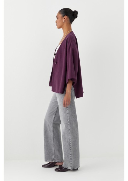 Triko Görünümlü Örme Kimono Bordo fırsatları