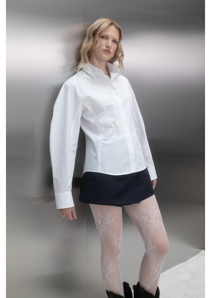 Kolu Balenli Poplin Gömlek Beyaz fiyatları