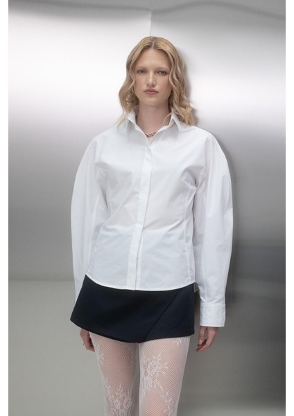 Kolu Balenli Poplin Gömlek Beyaz fırsatları