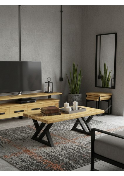 Mobel Doğal Ahşap Orta Sehpa 45X45