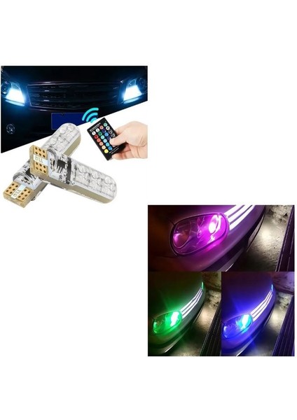 ( 2 x Adet ) 1 Takım LED T10 Dipsiz Ampul 12V Kumandalı Rgb ( 5W T10 Dipsiz Ampul Kumandalı ) fiyatları