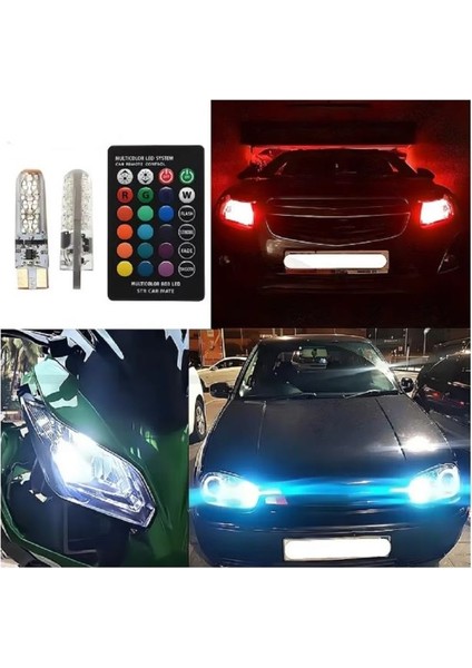 ( 2 x Adet ) 1 Takım LED T10 Dipsiz Ampul 12V Kumandalı Rgb ( 5W T10 Dipsiz Ampul Kumandalı ) modelleri