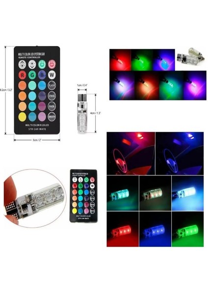( 2 x Adet ) 1 Takım LED T10 Dipsiz Ampul 12V Kumandalı Rgb ( 5W T10 Dipsiz Ampul Kumandalı ) fırsatları