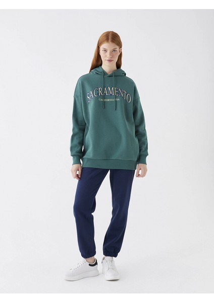 Xsıde Yeşil Baskılı Oversize Kadın Kalın Hoodie fiyatları