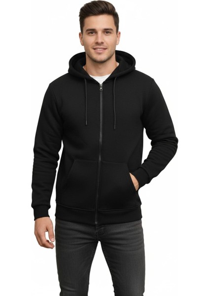 Erkek Büyük Beden Kapüşonlu Fermuarlı Sweatshirt 6549 BGL-ST05012