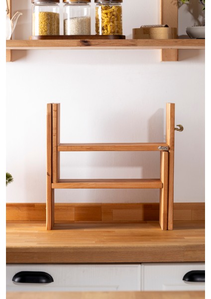Ahşap Fonksiyonel Askılı Mutfak Organizer Raf 2 Parça Düzenleyici Raf - Kahve Köşesi Rafı fiyatları