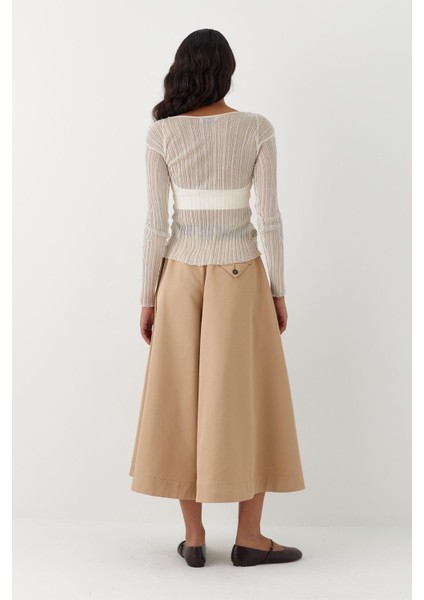 Geniş Dökümlü Trenç Pantolon Vizon indirimleri