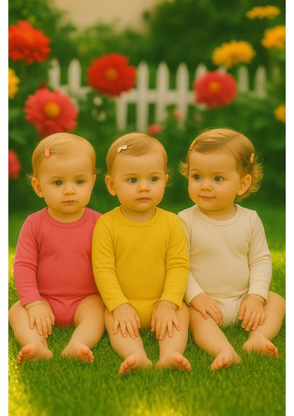 Uzun Kol Çıtçıtlı Kız Bebek Body – 1-24 Ay Arası