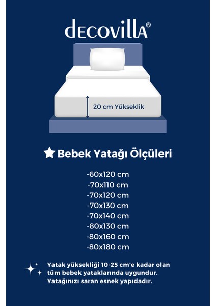 %100 Pamuk Fitted Sıvı Geçirmez Bebek ve Çocuk Yatak Koruyucu Alez, Park Yatak Beşik Yatak Alezi