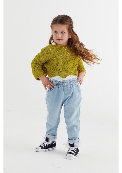 Çocuk Crop Triko Yağ Yeşili fiyatları