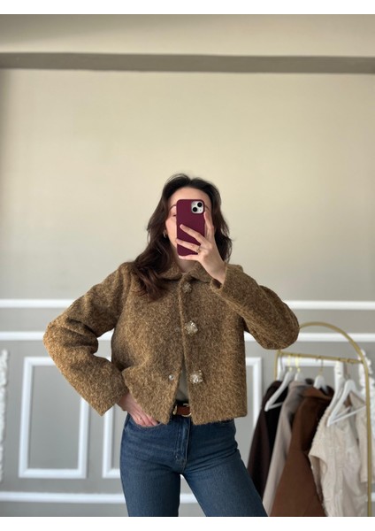 Düğme Detaylı Keçe Kaşe Ceket