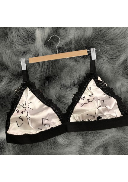 Kedi Desenli Saten Bralet Şort Pijama Takımı fiyatları