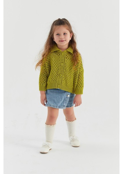 Çocuk Triko Hırka Yağ Yeşili